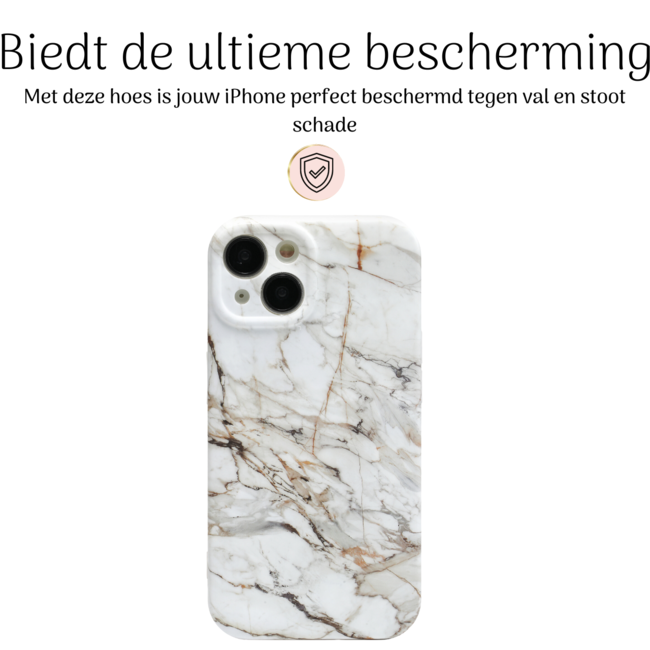 Hoozey - Hoesje geschikt voor Apple iPhone 13 Pro Max - Marble Print - Wit