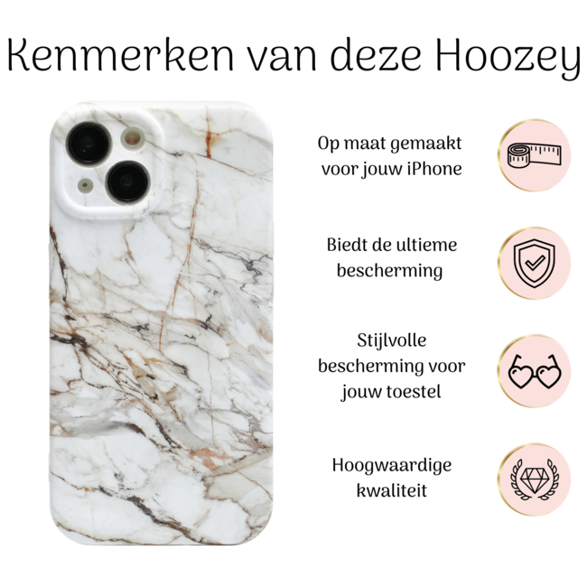 Hoozey - Hoesje geschikt voor Apple iPhone 13 Pro Max - Marble Print - Wit