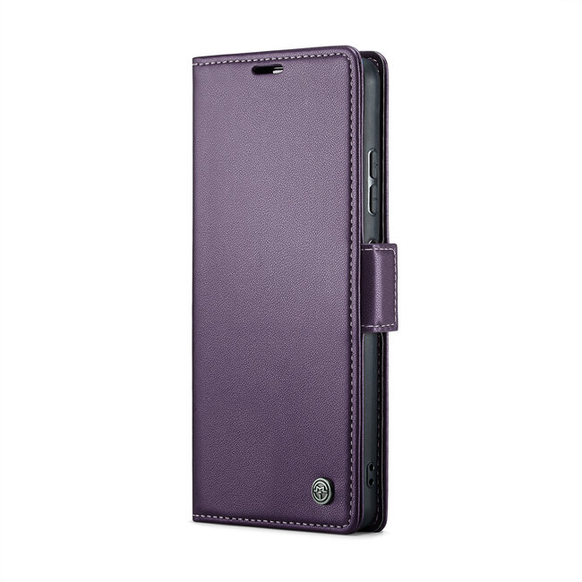 CaseMe - Hoesje geschikt voor Xiaomi Redmi Note 12 Pro 5G - Retro Wallet Book Case - Met Magnetische Sluiting - Paars