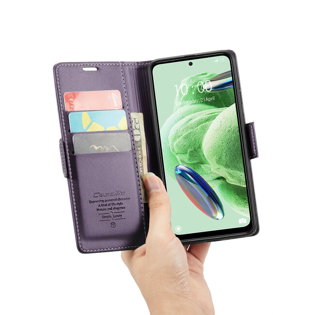 CaseMe - Hoesje geschikt voor Xiaomi Redmi Note 12 Pro 5G - Retro Wallet Book Case - Met Magnetische Sluiting - Paars