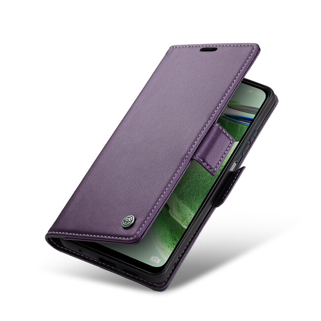 CaseMe - Hoesje geschikt voor Xiaomi Redmi Note 12 Pro 5G - Retro Wallet Book Case - Met Magnetische Sluiting - Paars