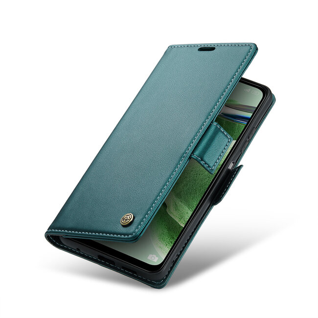 CaseMe - Hoesje geschikt voor Xiaomi Redmi Note 12 Pro 5G - Retro Wallet Book Case - Met Magnetische Sluiting - Groen