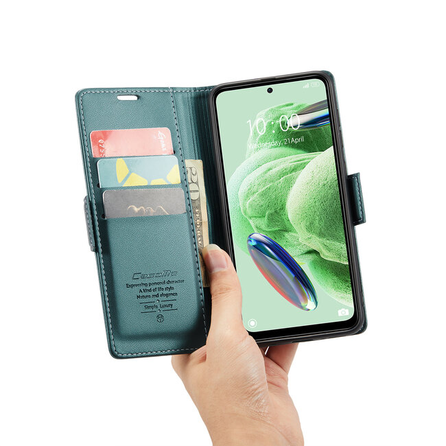 CaseMe - Hoesje geschikt voor Xiaomi Redmi Note 12 Pro 5G - Retro Wallet Book Case - Met Magnetische Sluiting - Groen
