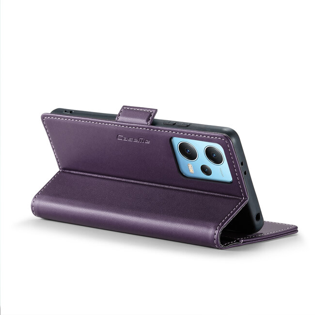 CaseMe - Hoesje geschikt voor Xiaomi Redmi Note 12 5G - Retro Wallet Book Case - Met Magnetische Sluiting - Paars