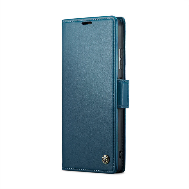 CaseMe - Hoesje geschikt voor Xiaomi Redmi Note 12 5G - Retro Wallet Book Case - Met Magnetische Sluiting - Donker Blauw