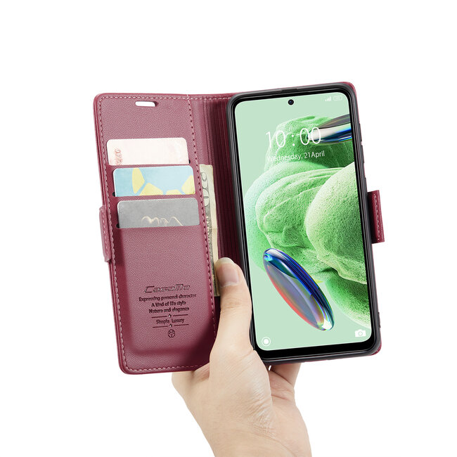 CaseMe - Hoesje geschikt voor Xiaomi Redmi Note 12 5G - Retro Wallet Book Case - Met Magnetische Sluiting - Rood