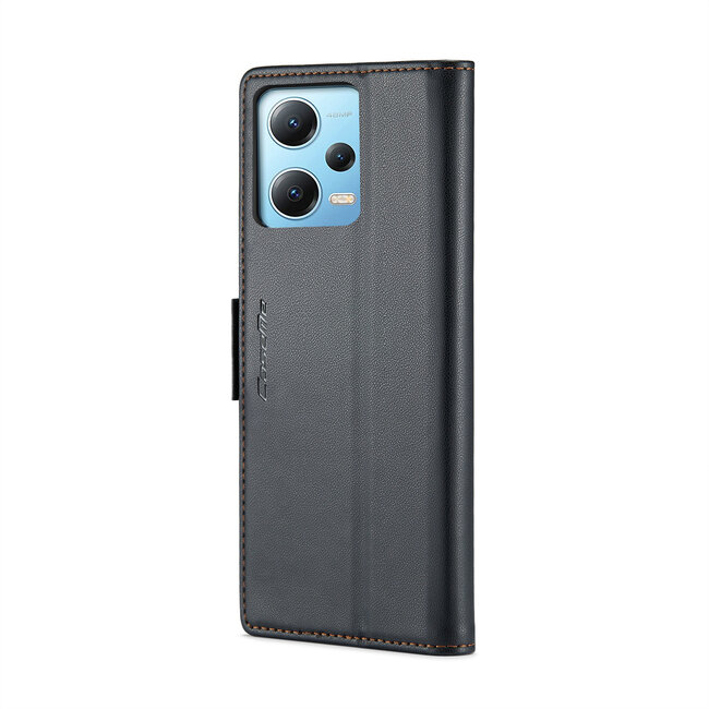 CaseMe - Hoesje geschikt voor Xiaomi Redmi Note 12 5G - Retro Wallet Book Case - Met Magnetische Sluiting - Zwart
