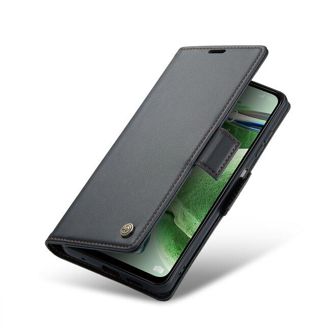 CaseMe - Hoesje geschikt voor Xiaomi Redmi Note 12 5G - Retro Wallet Book Case - Met Magnetische Sluiting - Zwart