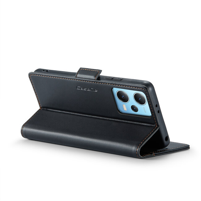 CaseMe - Hoesje geschikt voor Xiaomi Redmi Note 12 5G - Retro Wallet Book Case - Met Magnetische Sluiting - Zwart