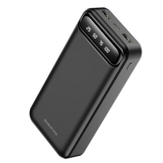 Borofone Borofone - Powerbank 20000 mAH - Incl. 2x USB en 1x USB-C aansluiting - Met LED Display - Zwart