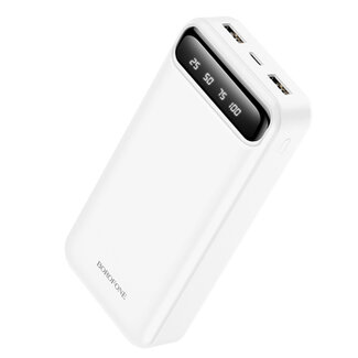 Borofone Borofone - Powerbank 20000 mAH - Incl. 2x USB en 1x USB-C aansluiting - Met LED Display - Wit