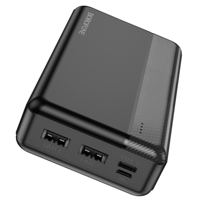 Borofone - Powerbank 20000 mAH - Incl. 2x USB aansluiting - 1x USB C en 1x Micro USB - Met LED Display - Zwart