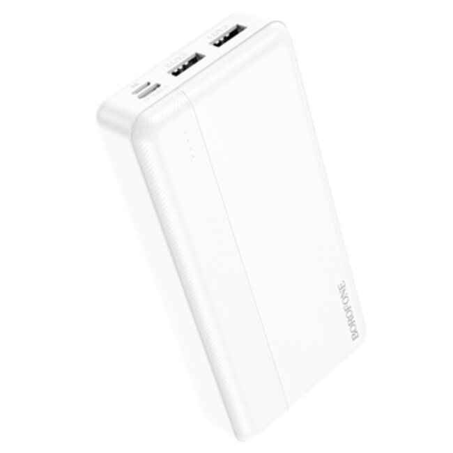 Borofone - Powerbank 20000 mAH - Incl. 2x USB aansluiting - 1x USB C en 1x Micro USB - Met LED Display - Wit
