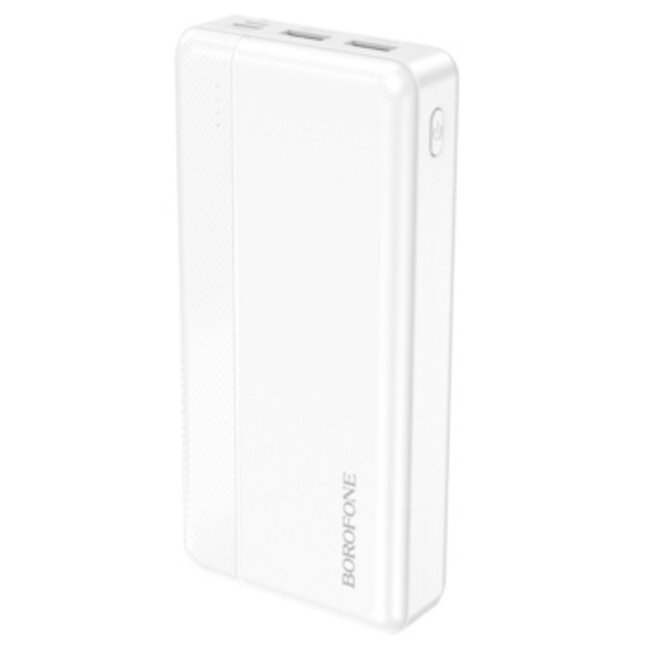 Borofone - Powerbank 20000 mAH - Incl. 2x USB aansluiting - 1x USB C en 1x Micro USB - Met LED Display - Wit