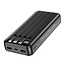 Borofone - Powerbank 20000 mAH - Incl. 2x USB aansluiting - Met 3 (Micro USB, Type C, Lightning) kabels - Met LED Display - Zwart