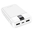 Borofone - Powerbank 20000 mAH - Incl. 2x USB aansluiting - Met 3 (Micro USB, Type C, Lightning) kabels - Met LED Display - Wit