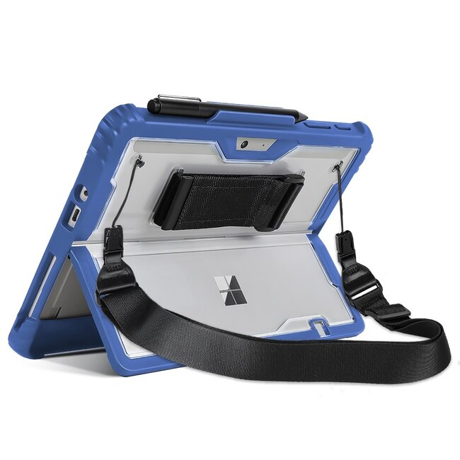 Hoes geschikt voor Microsoft Surface Go 1/2/3/4 - 10.5 Inch - Verstelbaar - Compatible met Toetsenbord - Stylus Houder - Blauw