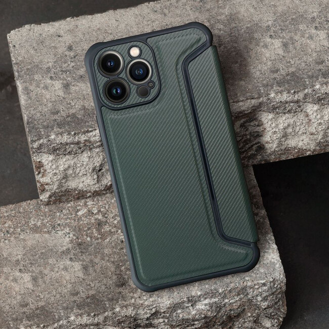 Case2go - Hoesje geschikt voor Apple iPhone 13 Pro - Schokbestendige Book Case - Groen