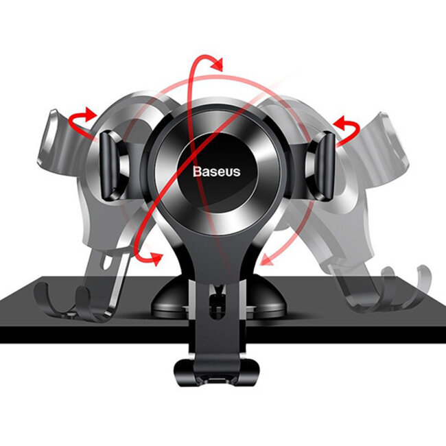 Baseus - Telefoon houder voor in Auto - 360 Draaibaar - Met Zuignap - Zwart