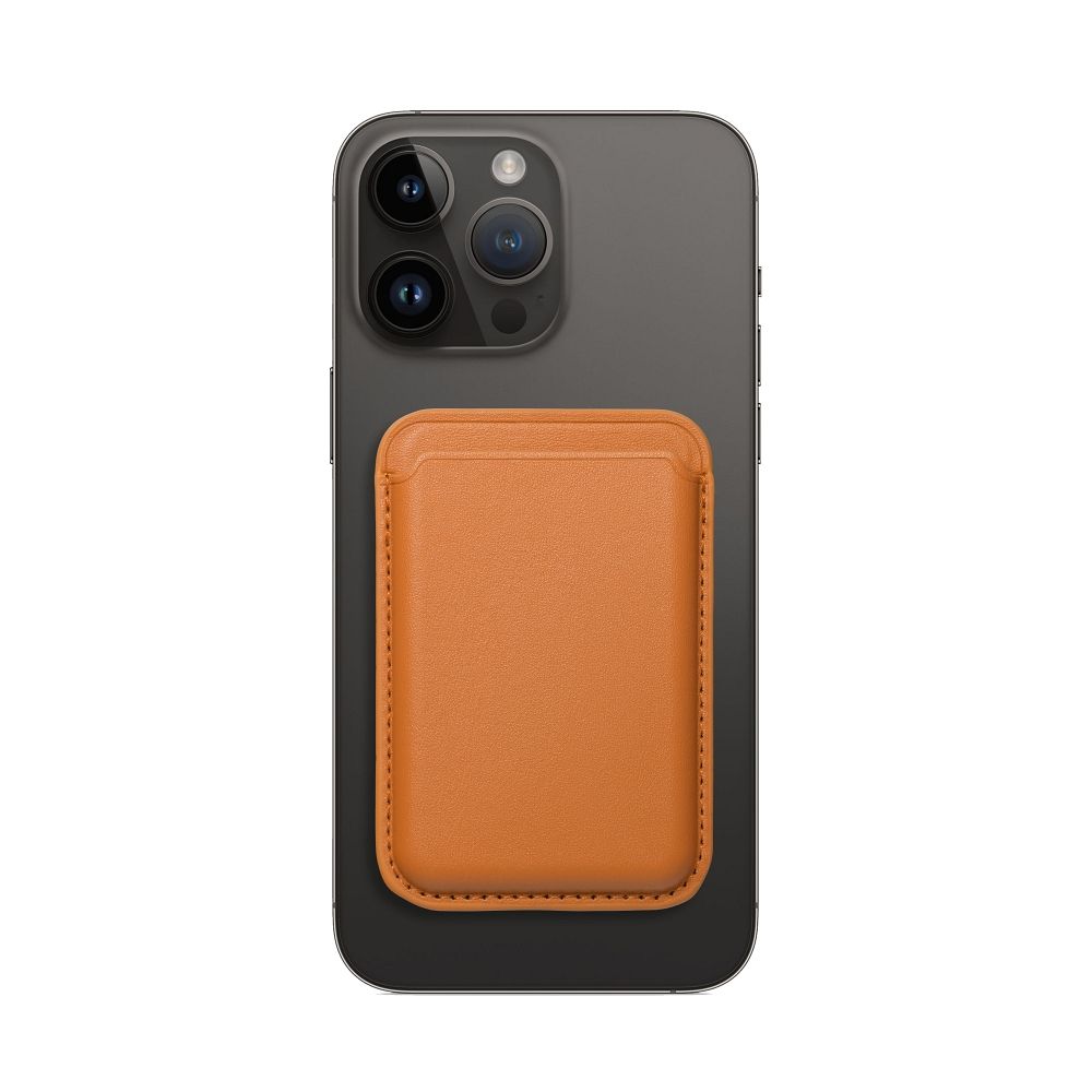 Pasjeshouder geschikt voor iPhones 12/13/14/15/16 serie - Magnetische Kaarthouder - Oranje afbeelding