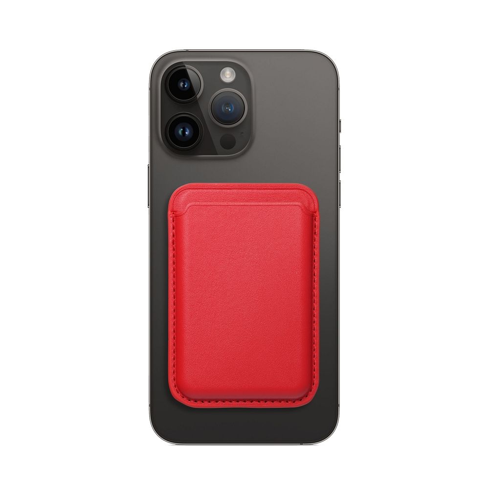 Pasjeshouder geschikt voor iPhones 12/13/14/15/16 serie - Magnetische Kaarthouder - Rood afbeelding