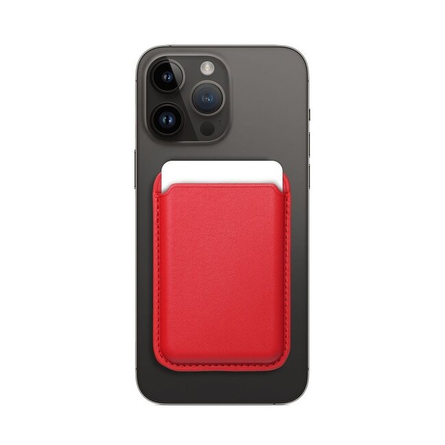 Pasjeshouder geschikt voor iPhones 12/13/14/15/16 serie - Magnetische Kaarthouder - Rood