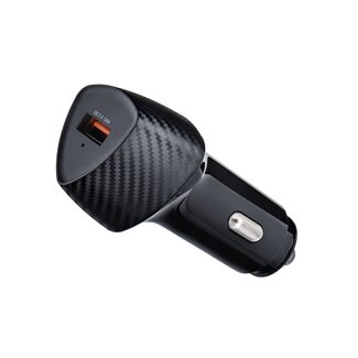 Case2go Forcell - 1x USB Poort - Adapter geschikt voor kabels/apparaten met USB - Luxe Carbon Autolader - Zwart