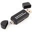 SD Kaartlezer USB voor Micro SD kaart - SD kaart - Geschikt voor Telefoon, PC en Tablet met Micro USB aansluiting - Zwart