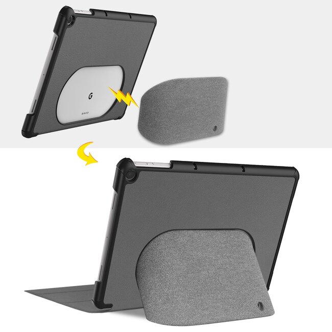 Case2go - Tablet hoes geschikt voor Google Pixel Tablet (2023) - Tri-Fold Book Case - Grijs