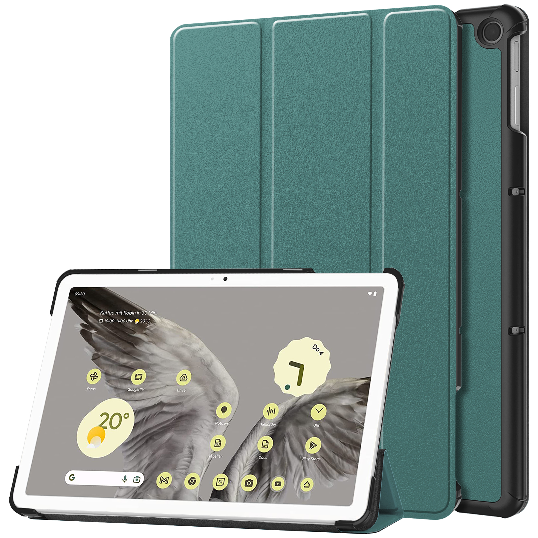 Case2go - Tablet hoes geschikt voor Google Pixel Tablet (2023) - Tri-Fold Book Case - Groen afbeelding