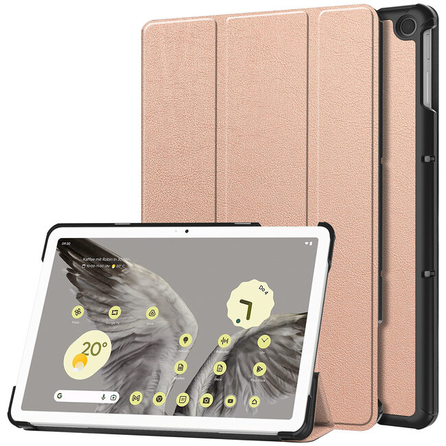 Case2go - Tablet hoes geschikt voor Google Pixel Tablet (2023) - Tri-Fold Book Case - Rose Goud