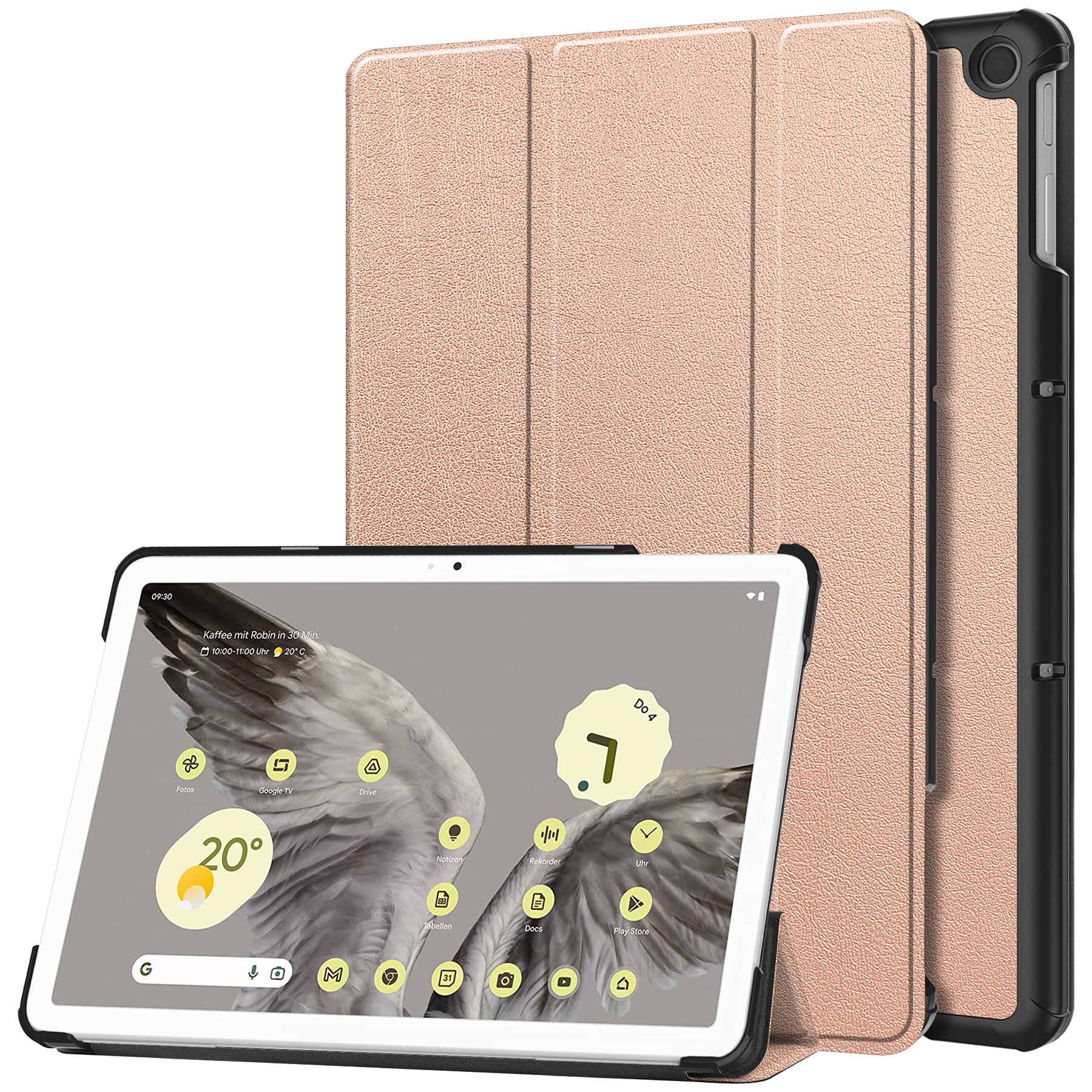 Case2go - Tablet hoes geschikt voor Google Pixel Tablet (2023) - Tri-Fold Book Case - Rose Goud afbeelding