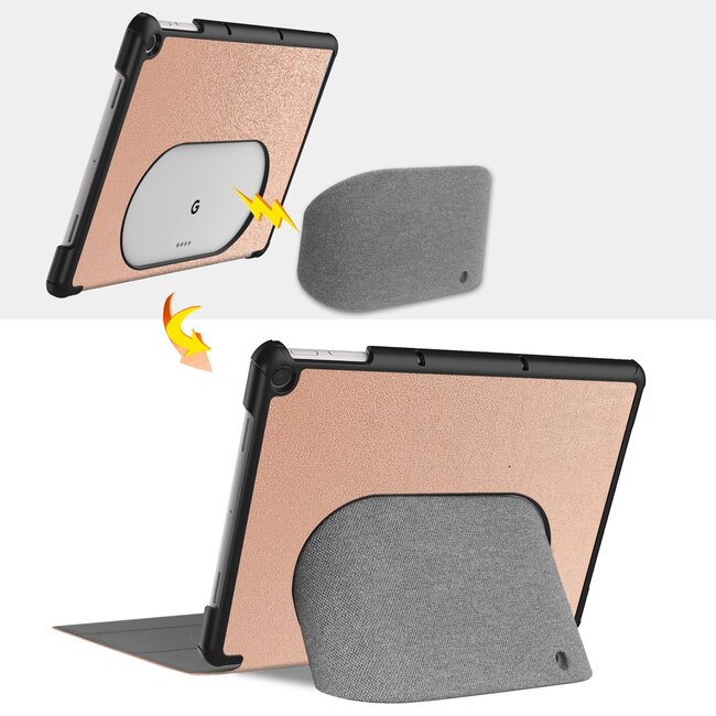 Case2go - Tablet hoes geschikt voor Google Pixel Tablet (2023) - Tri-Fold Book Case - Rose Goud