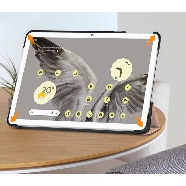 Case2go - Tablet hoes geschikt voor Google Pixel Tablet (2023) - Tri-Fold Book Case - Rose Goud