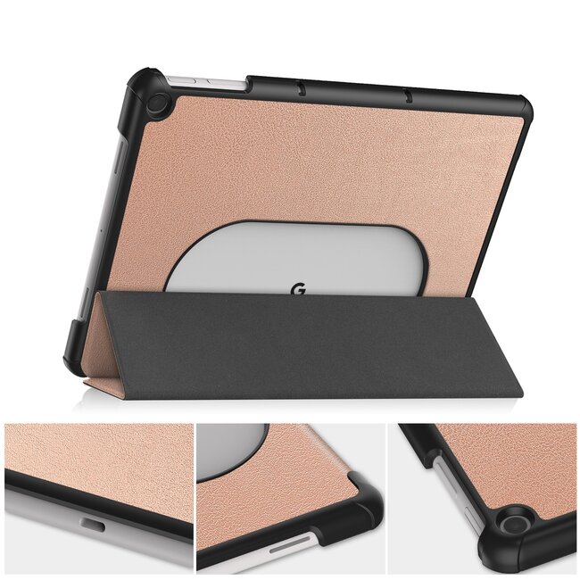 Case2go - Tablet hoes geschikt voor Google Pixel Tablet (2023) - Tri-Fold Book Case - Rose Goud