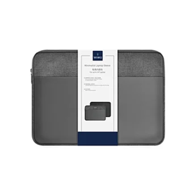 WIWU - Laptoptas- Laptophoes 16 inch - Laptophoes- Minimalist Laptop Sleeve - Laptop Sleeve- Laptop Tas- Waterafstotend - Grijs