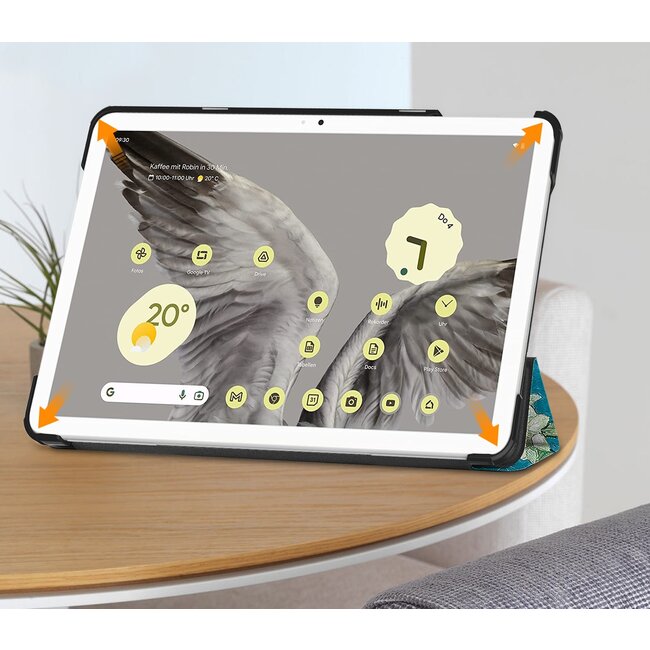 Case2go - Tablet hoes geschikt voor Google Pixel Tablet (2023) - Tri-Fold Book Case - Witte Bloesem