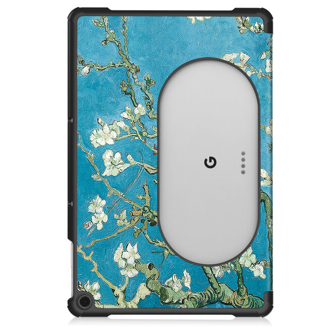 Case2go - Tablet hoes geschikt voor Google Pixel Tablet (2023) - Tri-Fold Book Case - Witte Bloesem