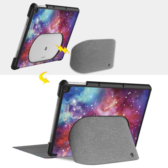 Case2go - Tablet hoes geschikt voor Google Pixel Tablet (2023) - Tri-Fold Book Case - Galaxy