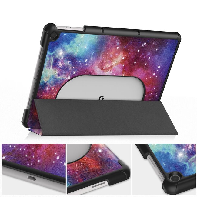 Case2go - Tablet hoes geschikt voor Google Pixel Tablet (2023) - Tri-Fold Book Case - Galaxy