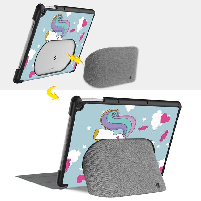 Case2go - Tablet hoes geschikt voor Google Pixel Tablet (2023) - Tri-Fold Book Case - Eenhoorn