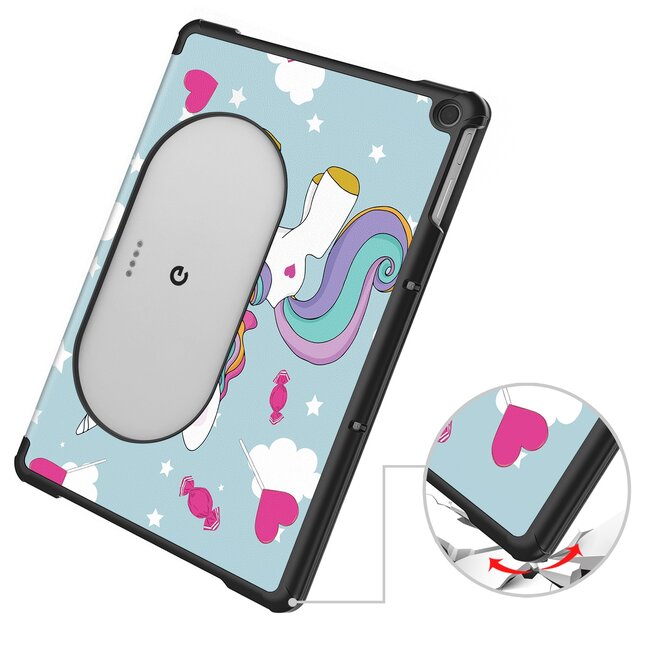 Case2go - Tablet hoes geschikt voor Google Pixel Tablet (2023) - Tri-Fold Book Case - Eenhoorn