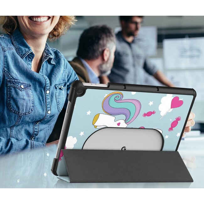 Case2go - Tablet hoes geschikt voor Google Pixel Tablet (2023) - Tri-Fold Book Case - Eenhoorn