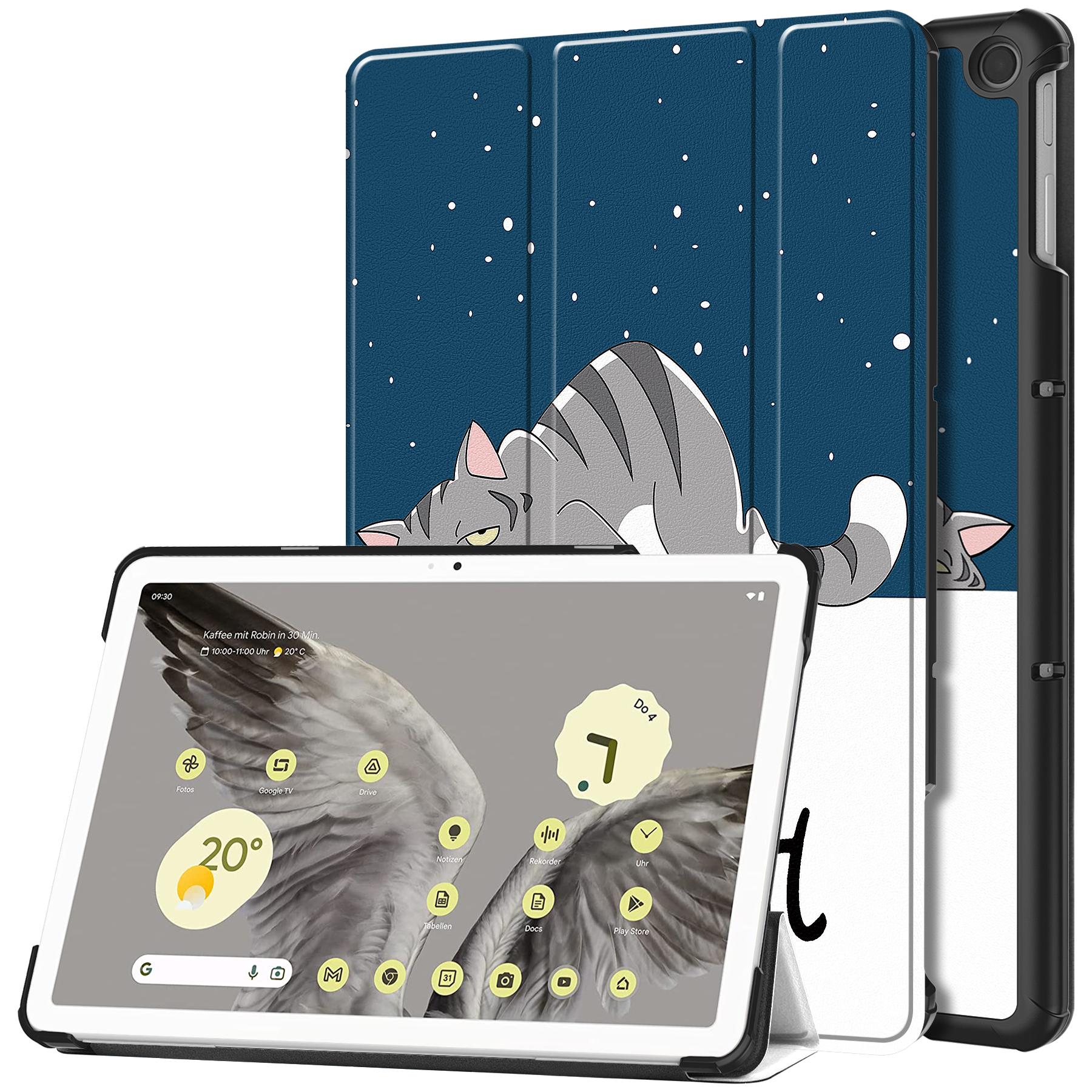 Case2go - Tablet hoes geschikt voor Google Pixel Tablet (2023) - Tri-Fold Book Case - Goodnight afbeelding