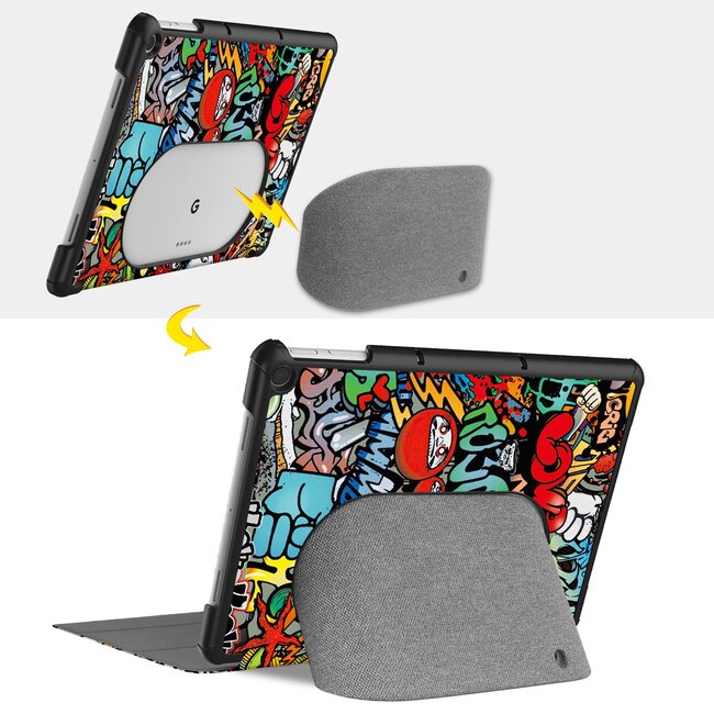 Case2go - Tablet hoes geschikt voor Google Pixel Tablet (2023) - Tri-Fold Book Case - Graffiti