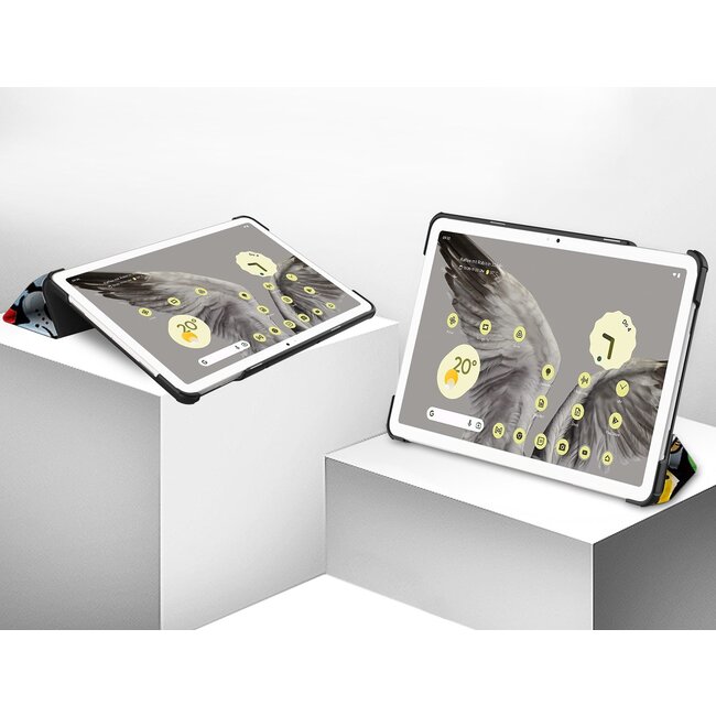 Case2go - Tablet hoes geschikt voor Google Pixel Tablet (2023) - Tri-Fold Book Case - Graffiti