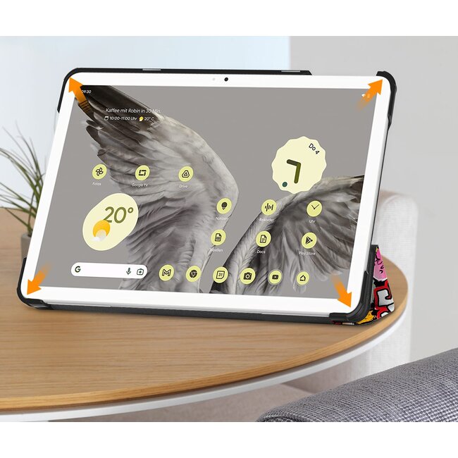 Case2go - Tablet hoes geschikt voor Google Pixel Tablet (2023) - Tri-Fold Book Case - Graffiti