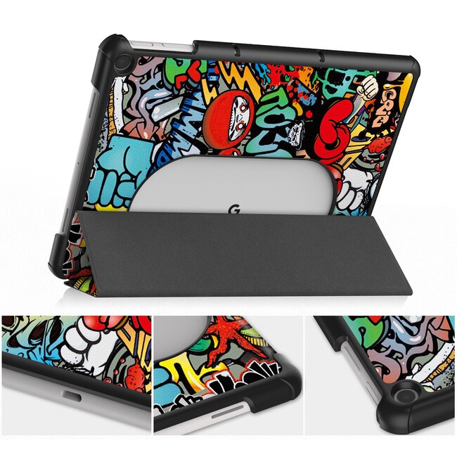 Case2go - Tablet hoes geschikt voor Google Pixel Tablet (2023) - Tri-Fold Book Case - Graffiti