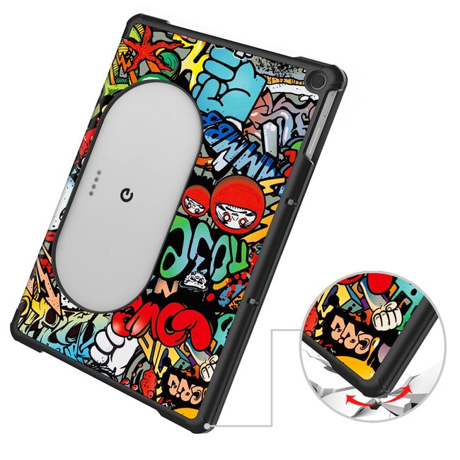 Case2go - Tablet hoes geschikt voor Google Pixel Tablet (2023) - Tri-Fold Book Case - Graffiti