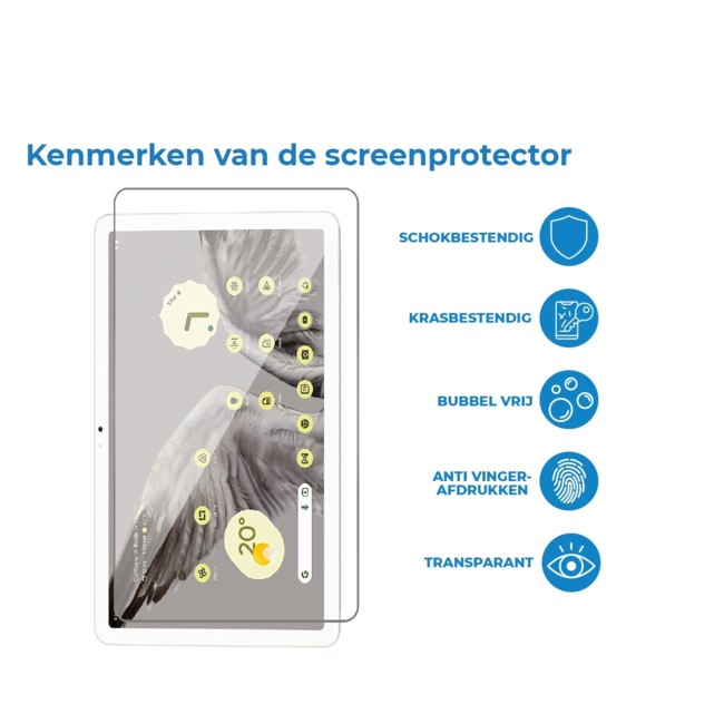 Case2go - Tablet Screenprotector geschikt voor Google Pixel Tablet - 11 Inch - Tempered Glass - Case Friendly - Transparant
